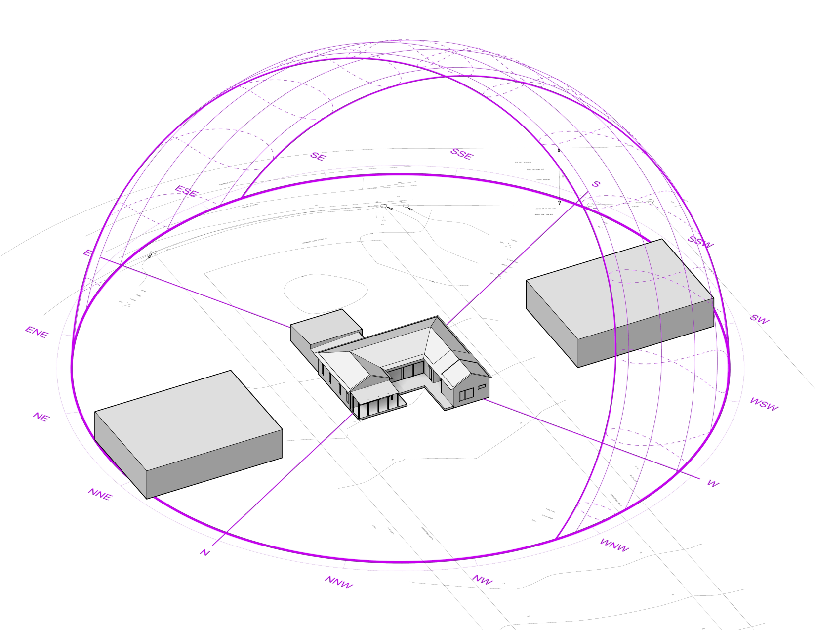 Sunpath diagram, perspective view