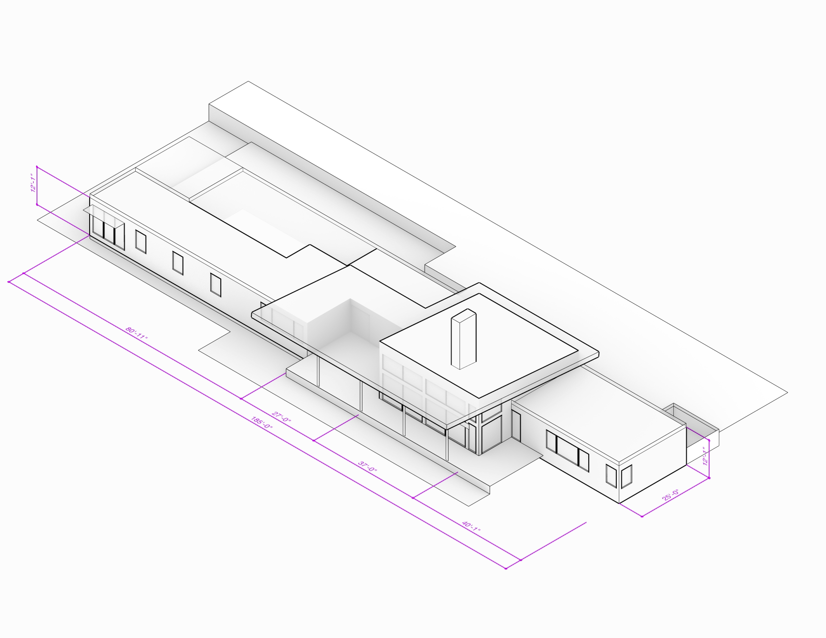 Isometric View with Dimensions