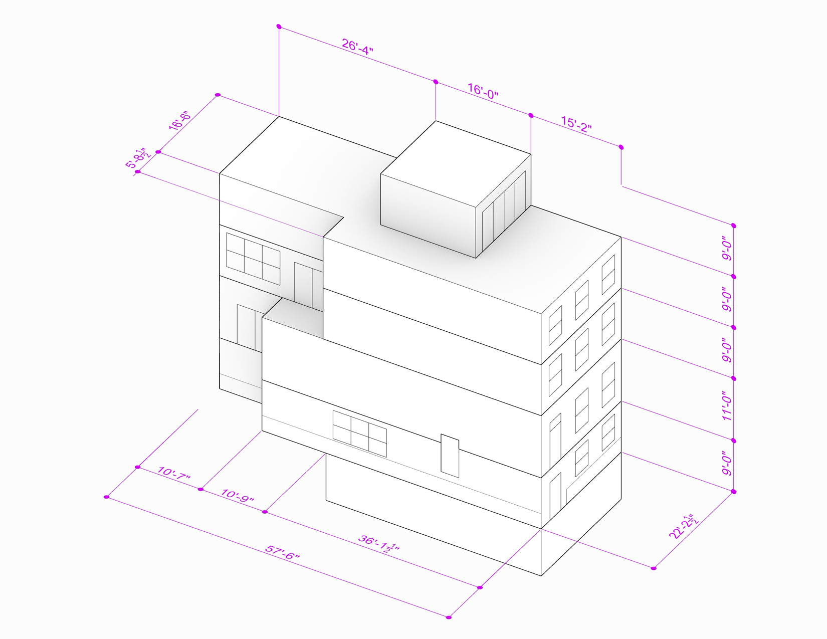 Isometric View with Dimensions