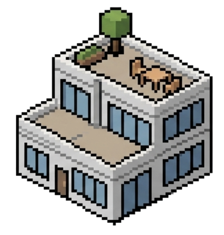Pixel art modern office building