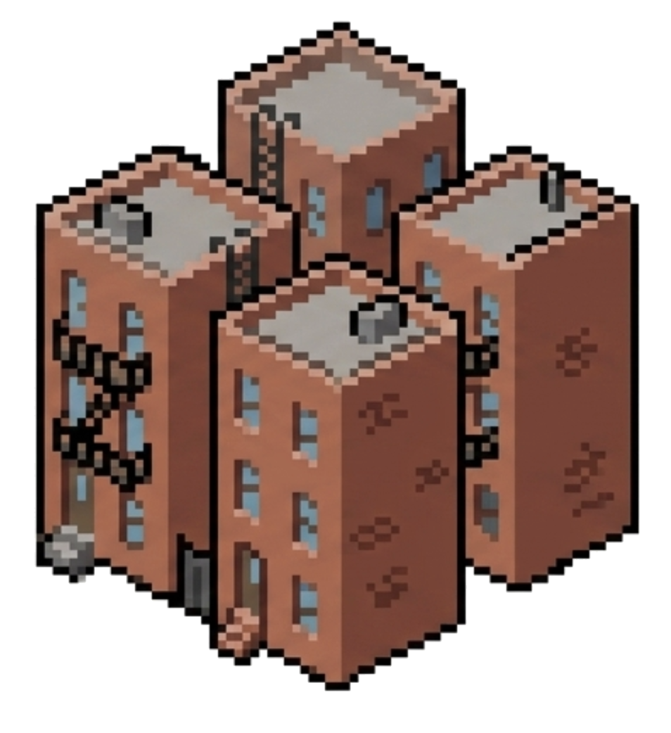 Pixel art apartment towers